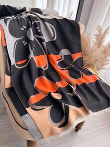 1pc Faux Cashmere Minimalist Floral Jacquard Warm Scarf/Wrap For Women, Fashion Versatile Air Conditioning Shawl Blanket, Suitable For Autumn/Winter - Multicolor - View 6