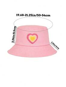 1 Stück Kinder Rosa/Schwarz Farbverlauf Herz Muster Fischerhut, süß & modisch, leichter Sonnenschutz, geeignet für Frühling/Sommer, praktisches Geschenk für Geburtstag, Feiertage, Jungen & Mädchen - Verschiedenfarbig - Übersicht 4