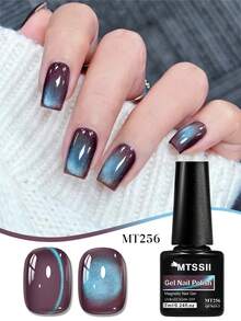 Mtssii 7毫升泡桐棕色磁性美甲凝胶猫眼凝胶指甲油粉色银色半永久闪粉磁性凝胶需使用UV/LED灯固化可卸除Vanrish Design