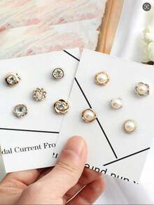 Set de 10 broches de botón antideslizante, sin necesidad de coser, ajustable para la cintura, broche de perla para ropa, vestido - Multicolor - Ver 7