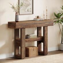 LITTLE TREE 41.34-Inch Farmhouse Console Table, 2-Tier Narrow Sofa Table Behind The Couch, Entryway Furniture With Storage Shelves For Hallway Foyer Living Room, Rustic Brown - Nâu mộc mạc - Xem 10
