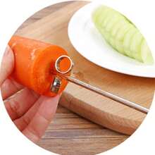 1pc Stainless Steel Spiral Slicer, Creative Cucumber Rotary Knife, Vegetable Curly Cutter, Simple And Easy To Use Spiral Slicer, Stainless Steel Material, Sharp Spiral Blade Design, Suitable For Cucumber, Potato, Carrot And Other Fruits And Vegetables, A Great Tool For Making Creative Dishes - Multicolor - View 5