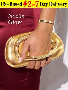 Elegant And Stylish Hardware-Decorated Clutch, Retro And Simple Solid-Color Popular Shoulder Bag, Versatile And Highly Attractively Ladies' Chain Messenger Bag For Daily Wear, New Fashion Evening Clutch, Suitable For Matching Dresses To Attend Parties And Weddings - 金色 - 查看 1