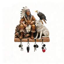 Llavero decorativo de pared, diseño indígena plano 2D, de madera, para entrada y pasillo. - Multicolor - Ver 7