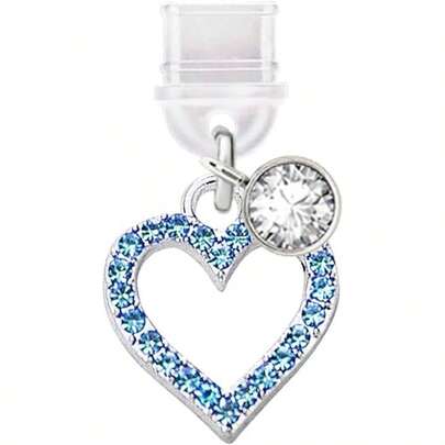 TP301 Tipo - C Puerto de carga antipolvo Love Heart Charm telfono celular para telfonos Android/ azul approx. 1.5 Lx 0.2 Dx 1.8 H Aleacin de zinc, Diamantes de imitacin