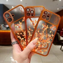 Electroplated TPU Matte Rose New Phone Case Compatible With IPhone 17 Pro Max/17 Air/17/17 Pro, 16 Pro, 15, 14, 13, 12, 11 Instantly Transforms To 17 Lens Film Protective Cover - Orange - View 6