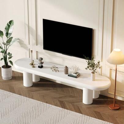 White Painted TV Stand Cabinet For TV Up To 70 Inch, TV Unit TV Console Table, Wooden Entertainment Center For Living Room, Dining Room, Bedroom