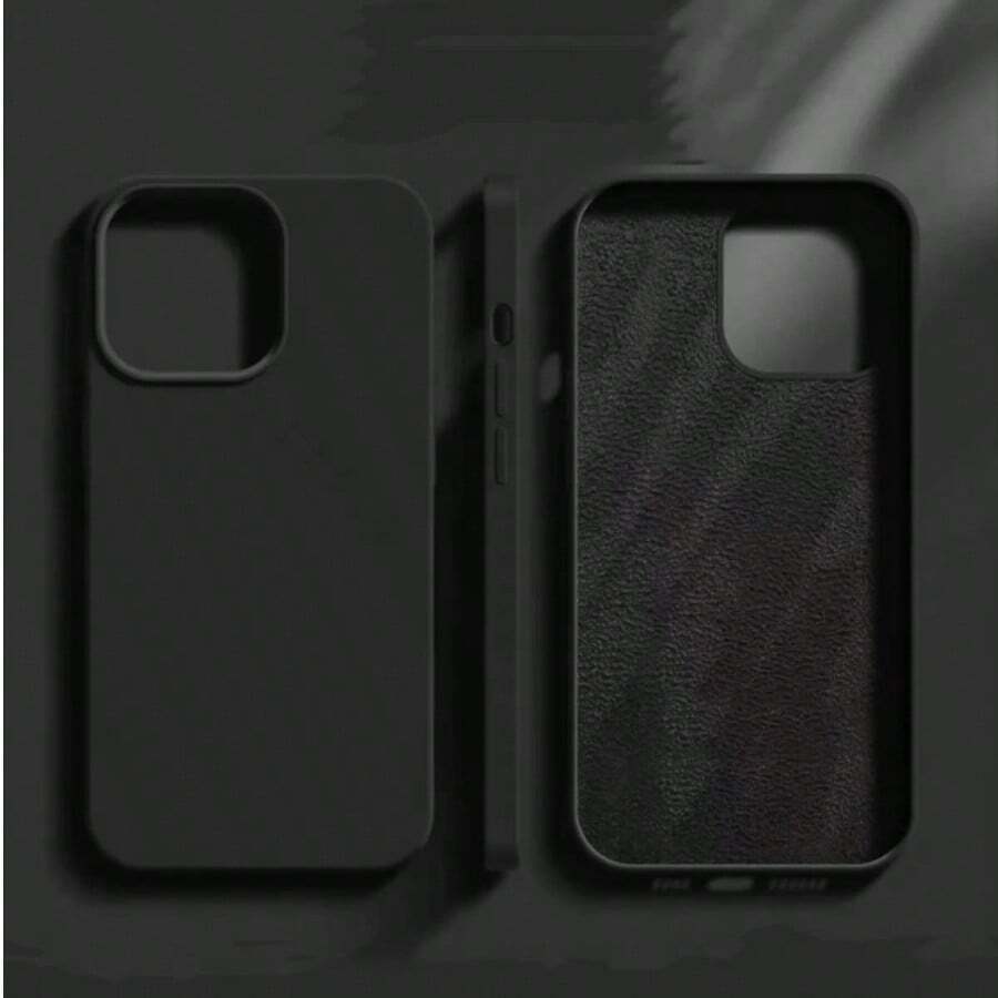 纯色硅胶防指纹毛绒手机壳,纯色保护套,兼容 17 Pro Max/16 Pro Max/15/15 Pro/15 Plus/15 Pro Max、S26/S25/S24/S23、荣耀手机,防水、防摔、防刮、耐磨,春季礼物,国际版,非国内版 - 黑色 - 查看 1