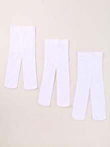 3条装婴儿防滑打底裤，女婴紧身裤，幼儿针织紧身裤 - 白色 - 查看 9