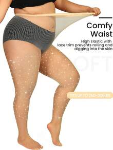 Women's Fashion Crystal Rhinestone Fishnet Leggings, Women's Sexy High Elasticity Mesh Skinny Pants, Suitable For Daily Wear, Casual, Outdoor, Commuting, Dance Party And Sexy Occasions, Pantyhose, Tights - Beige - View 5