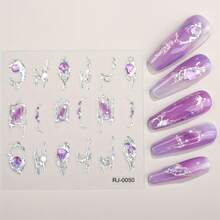 1 Sheet 5D Relief Nail Sticker, Modern Luxury Style, Same Style But Different Colors, Metal Silvery Craftsmanship, Colored Gemstones, DIY Self-Adhesive Sticker For Nail Decoration, Suitable For Women And In Nail Art Decoration, Nail Embellishment - Nhiều màu - Xem 15