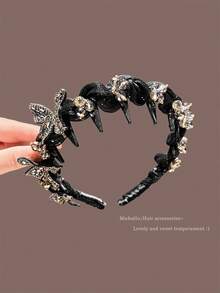 2个/1个水钻蝴蝶齿状发箍，时尚发夹，适合日常佩戴 - 彩色 - 查看 4