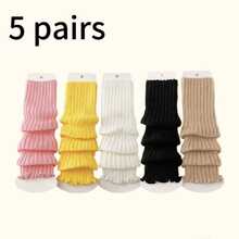 5/3 pares de medias altas de unicolor para niñas, calentadores de piernas cálidos, estilo Mori Girl, estilo Lolita, coloridos, diseño de volantes con rayas verticales, versátil y de moda, suaves y cómodos, adecuados para uso diario en primavera, otoño e invierno, aptos para niños de 4 a 12 años, calcetines de Navidad, calcetines de Año Nuevo, regalo exquisito - Multicolor - Ver 16