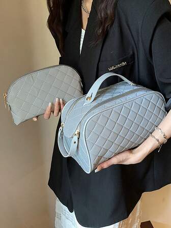 Large Capacity Portable Travel Makeup Bag, High-End Cosmetic Organizer Toiletry Bag With Handle