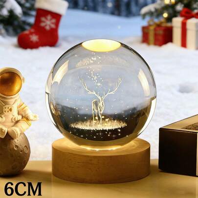 Bola de Cristal 3D con efecto Galaxia, funciona como lámpara de noche y decoración de escritorio. ideal como regalo navideño o de cumpleaños para adolescentes. Modelo galáctico con luz LED suave y base estable.