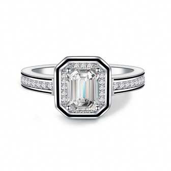 1pc 1 Carat 5*7mm Cushion Cut Moissanite Diamond Engagement Ring For Women, S925 Sterling Silver European Style Moissanite Wedding Band With Certificate