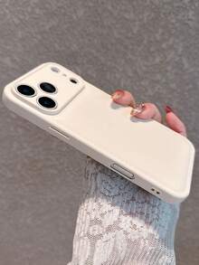 Minimalist Beige Protective Phone Case Compatible With IPhone 17 Pro Max/17 Pro/17 Air/17/16/16 Pro Max/16 Plus/16 Pro/16E/15/15 Pro Max/15 Pro/15 Plus/11/12/13/14 Pro Max/12 Pro/12 Pro Max/13 Pro/13 Pro Max/14 Pro/14 Pro Max, Thick And Anti-Drop Full Coverage - White - Full Coverage - View 5