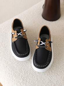 儿童防滑软底休闲运动鞋一双，套脚设计，男女童均适用，春秋季款 - 黑色 - 查看 4