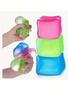 1pc/3pcs Ice Cube Shaped Stress Relief Squeeze Toy| Adult Sensory Fidget Toy For Relaxation, Ideal Birthday & Christmas Gift - 1件隨機顏色 - 查看 10