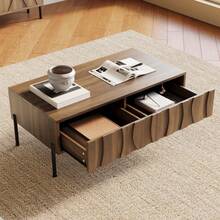 Modern Retro-Style Coffee Table, Living Room Furniture. Dimensions: 105 Cm (Length) X 55 Cm (Width) X 41 Cm (Height). - Brown - View 3