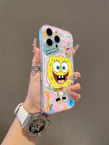 SpongeBob SquarePants 1pc Transparent Space Case Cartoon SpongeBob Jellyfish Pattern Shockproof Phone Case Cover Compatible With Samsung/Apple 17/16/15/14/13/12/11 Pro Max/12 Pro/14 Plus Etc. - Multicolor - View 8