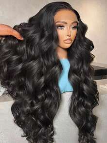 Uveous 40 Inch Lace Front Wig Human Hair 13x4 Nature Black Body Wave Lace Front Wig Human Hair Pre Plucked With Baby Hair HD Lace Wig Human Hair 200% Density Wigs - Natural Black - 查看 6