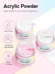 COSCELIA Acrylic Nail Kit With Gel Nail Polish Mini UV LED Lamp Nail Drill Machine 3 Colors Acrylic Powder And 24PCS Nail Decoration Powder 4 Colors Gel Nail Polish Set With Base Top Coat Complete Acrylic Nail Beginner Manicure Tool Kit For French Tip Nails Extension Nails Manicure Salon DIY Gift For Women - 多色2 - 查看 5