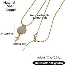 1件宗教吊坠项链 - 圣母玛利亚/圣本笃/圣心/驱魔十字架，铜镶嵌白色贝壳，男女皆宜，适合日常佩戴或作为礼物赠送 - 金色 - 查看 10