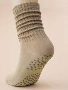 4 pares de calcetines de tripulación versátiles, transpirables y antideslizantes de estilo deportivo aleatorio para mujeres, adecuados para yoga, pilates, baile, fitness - Multicolor - Ver 7