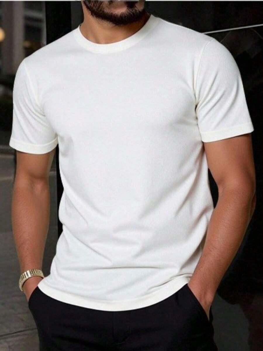 PLAYERA MANGA CORTA CUELLO REDONDO LISA - Blanco - Ver 1