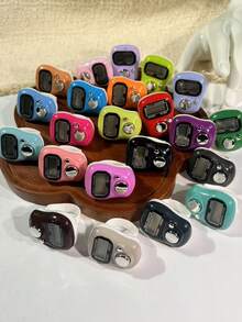Contador manual portátil con forma de anillo, color macaron, pantalla digital hasta 99999, herramienta de conteo con forma de anillo, para uso doméstico/oficina, estadísticas de actividades/recuento de almacén/recuento de cuentas de oración, pequeño regalo de actividad, artículo esencial para el Ramadán - Multicolor - Ver 8