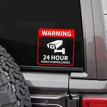 24-Hour Video Surveillance Warning Stickers, High-Quality Vinyl, Suitable For Car And Window Security Camera Alarms
