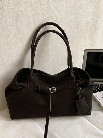 1pc Women's High-Capacity Tote Handbags Female Pu Leather Shoulder Bags Handbag Bags For Girl Casual Classic Simple Designer Business Style Bag Fashion Lady Commute Handbags Commuting To Work Black White Brown Silver