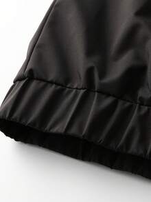 Men's Stand Collar Jacket With Double Zipper Pockets And Metal Button Flap Design, Casual Outdoor Jacket With Full Zip Closure And Ribbed Cuffs - Black - View 9