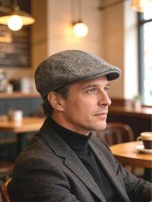 1pc Men's Fashionable Beret Hat, Autumn/Winter Wool Felt Cap, Middle-Aged & Elderly Warm Forward Hat, Elderly Baseball Cap, Thick Beret - Multicolor - View 9