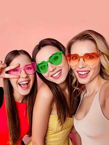 心形糖果色无框趣味心形眼镜，男女皆宜，派对礼物，女士心形眼镜，时尚心形眼镜，派对眼镜，沙滩配饰，婚礼，生日派对，旅行，新娘送礼会，单身派对，婚礼，新娘派对礼物 - 紫色 - 查看 7