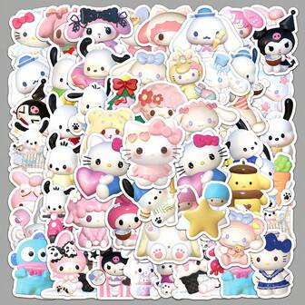  50pcs 3D Sanrio Cartoon Stickers, Cute , Pachapapa Dog, Waterproof Decorative Phone Case Stickers