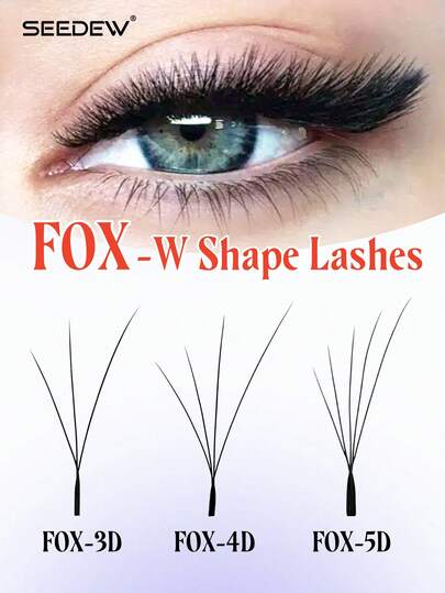  1 pezzo 16 file di ciglie a forma di volpe 3D 4D 5D a forma di W, estensioni di ciglie a forma di occhio di volpe, ricci C/D, 0,07 mm, ciglie Seedew mix di stili inclinati da 8-15 mm, strumenti di trucco per professionisti di bellezza e donne