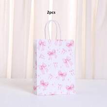 6/12/30 piezas Bolsas de regalo con tema de lazos rosas - Elegantes bolsas de papel con asas, adecuadas para bodas, despedidas de soltera, cumpleaños y ocasiones especiales, decoradas con lazos, estrellas y patrones geométricos en tonos rosas, ideales para obsequios de fiesta de boda | Bolsas con asas resistentes, bolsas de recuerdo para despedida de soltera, decoraciones para fiesta de Navidad - Multicolor - Ver 17