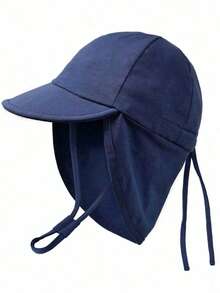 1顶沙滩帽，儿童防晒帽，时尚大帽檐，保护脸部和颈部，速干，防紫外线，夏季轻薄设计，适合男婴和女婴 - 1PC - 查看 5