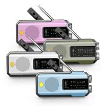 Emergency NOAA Weather Radio,Portable Hand Crank Radio, Solar Powered With Battery Backup,AM/FM/NOAA, SOS Alarm,2000mAh Rechargeable Battery Power Bank,3 LED Flashlight,Type-C Charging,For Indoor Outdoor Hiking Camping Emergency - Pink - View 5