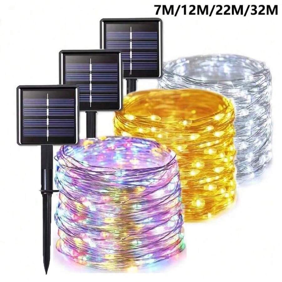 7M/12M/22M/32M 8 种模式户外太阳能仙女灯 LED 铜线灯圣诞灯防水花园装饰 - Solar Power - 查看 1