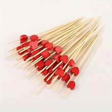 10/100pcs Fruit Toothpicks | Pink Heart Shaped Fruit Forks | Heart Shaped Cocktail Sticks | Heart Shaped Elegant Toothpicks, Suitable For Wedding, Birthday Party Appetizer Decoration, As Well As Easter And New Year Party Supplies, Holiday Toothpicks, Holiday Party Supplies, Elegant Toothpicks, Decorative Picks, Bamboo Toothpicks, Appetizer Toothpicks, Catering - Multicolor - View 1
