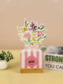 1 Set 2026 Elegant Floral Calendar, Creative Insert Card Design Floral Decor Desktop Calendar, Fashionable And Aesthetic, Space-Saving, Surprise Gift For Friends