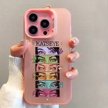 Funda de teléfono de ilustración de ojos coloridos de lujo K-Katseye de la popular banda de chicas Kpop de Corea para iPhone 17 16e 16 15 14 13 12 11 Mini Pro Max Air X XR XSMAX 8 7 Plus, cubierta trasera mate anti-caída - Colores mixtos - Ver 2