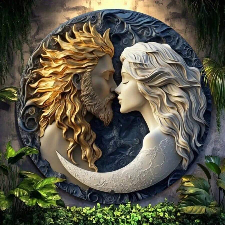 CIF BUY JINNAI Sun Moon Metal Wall Sign Retro Round Aluminum Plaque For Kitchen Coffee Bar Home Decor Vintage Style Living Room Bedroom - Nhiều màu - Xem 1