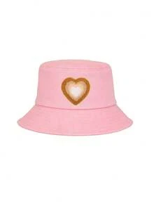 1 Stück Kinder Rosa/Schwarz Farbverlauf Herz Muster Fischerhut, süß & modisch, leichter Sonnenschutz, geeignet für Frühling/Sommer, praktisches Geschenk für Geburtstag, Feiertage, Jungen & Mädchen - Verschiedenfarbig - Übersicht 22