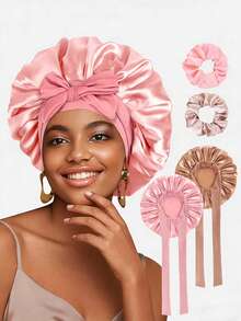 1pc Women's 36cm Diameter Chiffon Bow Knot Elastic Hairband Hat, Hair Soft Cap, Beauty Salon Hair Care Cap Halloween