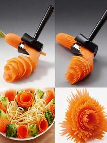 螺旋式蔬菜切片器，胡萝卜、萝卜、土豆切片器，水果削皮器，雕刻器，厨房蔬菜切片器，让美味佳肴更加可口。蔬菜切片器，食品准备，高效切割，设计紧凑，坚固耐用。 - 彩色 - 查看 4