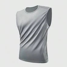 Men's Summer Sports Sleeveless Tank Top And Shorts Set - Grey - View 2